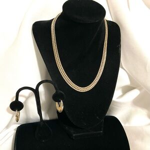 Anne Klein Wide GoldTone Chain & Earrings